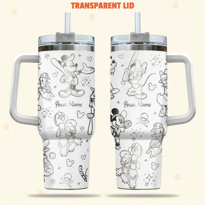 Disney Characters Cartoon Custom Stanley Quencher 40Oz Stainless Steel Tumbler With Handle