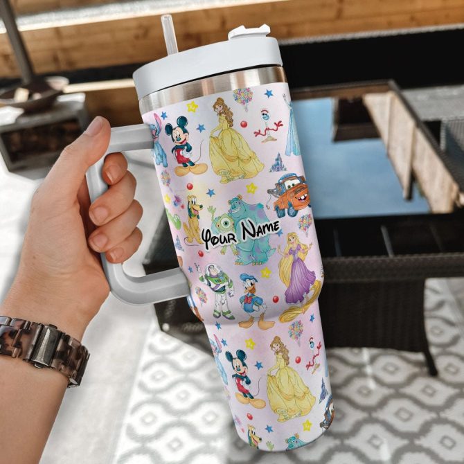 Disney Characters Cartoon Custom Stanley Quencher 40Oz Stainless Steel Tumbler With Handle - Image 2