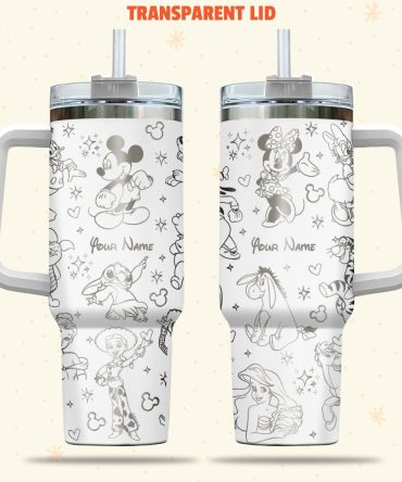 Disney Characters Cartoon Custom Stanley Quencher 40Oz Stainless Steel Tumbler With Handle