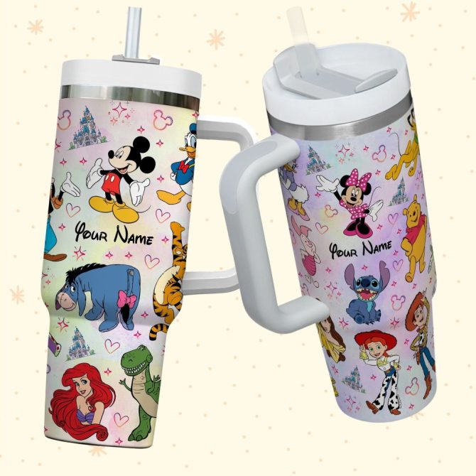 Disney Characters Cartoon Custom Stanley Quencher 40Oz Stainless Steel Tumbler With Handle - Image 3