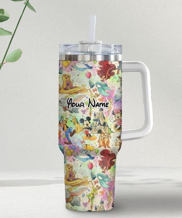 Disney Characters Cartoon Custom Stanley Quencher 40Oz Stainless Steel Tumbler With Handle