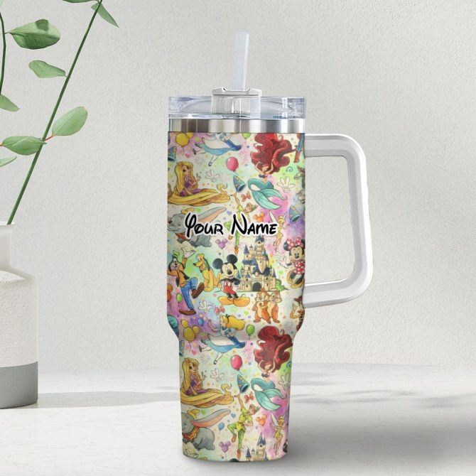 Disney Characters Cartoon Custom Stanley Quencher 40Oz Stainless Steel Tumbler With Handle
