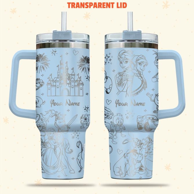 Disney Characters Cartoon Custom Stanley Quencher 40Oz Stainless Steel Tumbler With Handle