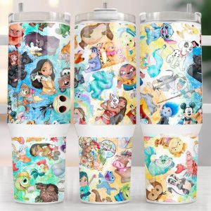 Disney Characters Cartoon Custom Stanley Quencher 40Oz Stainless Steel Tumbler With Handle