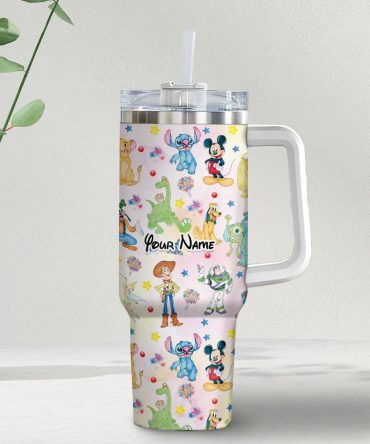 Disney Characters Cartoon Custom Stanley Quencher 40Oz Stainless Steel Tumbler With Handle