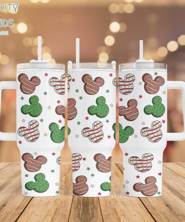 Disney Christmas Mickey Mouse Cartoon Custom Stanley Quencher 40Oz Stainless Steel Tumbler With Handle