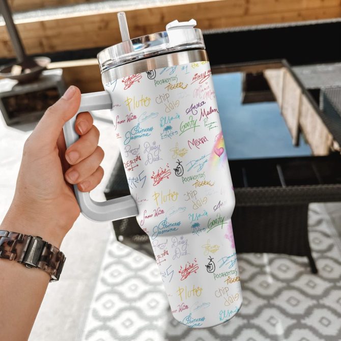 Disney Magical Castle Cartoon Custom Stanley Quencher 40Oz Stainless Steel Tumbler With Handle - Image 5