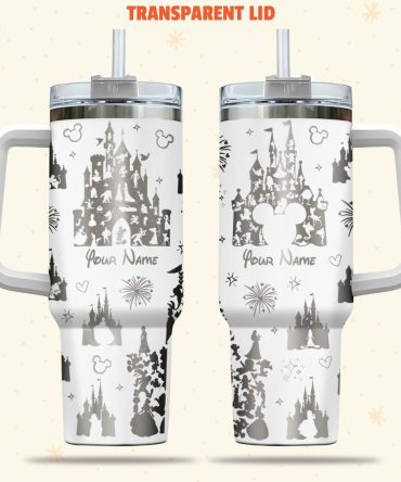 Disney Magical Castle Cartoon Custom Stanley Quencher 40Oz Stainless Steel Tumbler With Handle
