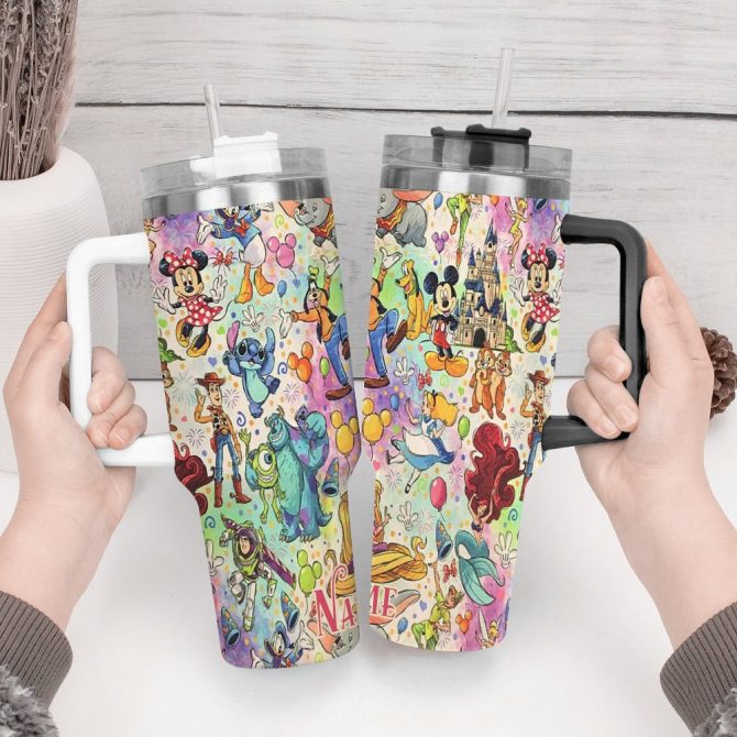 Disney Mickey Cartoon Custom Stanley Quencher 40Oz Stainless Steel Tumbler