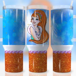 Disney Princess Cartoon Custom Stanley Quencher 40Oz Stainless Steel Tumbler With Handle