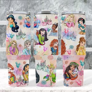 Disney Princess Disney Cartoon Custom Stanley Quencher 40Oz Stainless Steel Tumbler With Handle