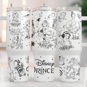 Disney Princesses Cartoon Custom Stanley Quencher 40Oz Stainless Steel Tumbler
