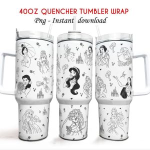 Disney Princesses Cartoon Custom Stanley Quencher 40Oz Stainless Steel Tumbler