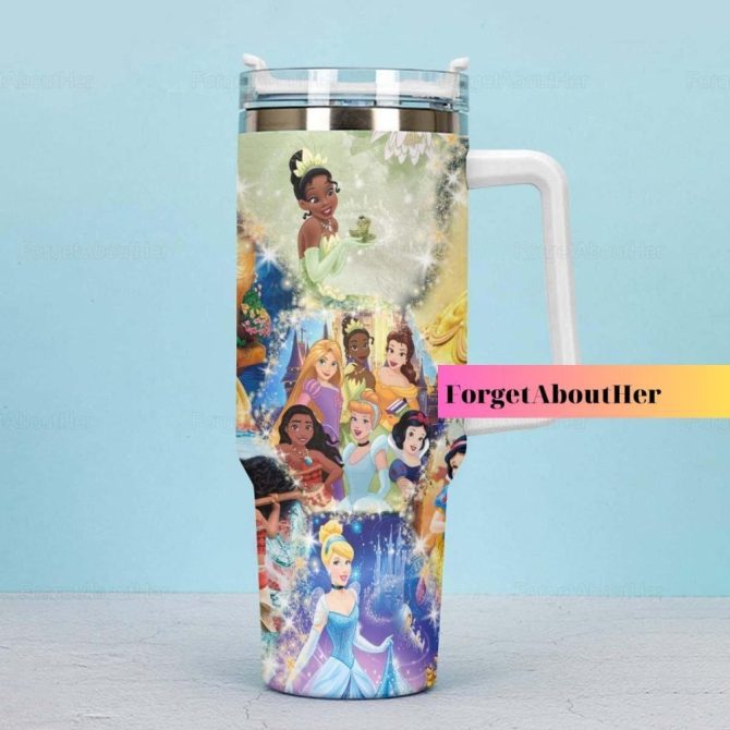 Disney Princesses Cartoon Custom Stanley Quencher 40Oz Stainless Steel Tumbler With Handle - Image 4