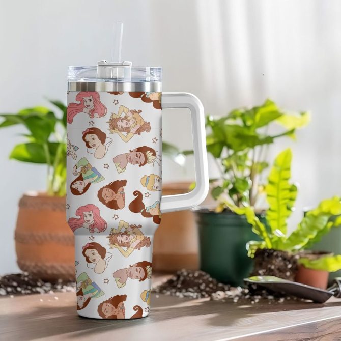 Disney Princesses Cartoon Custom Stanley Quencher 40Oz Stainless Steel Tumbler With Handle - Image 4