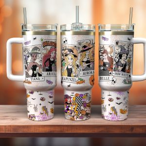 Disney Princesses Cartoon Custom Stanley Quencher 40Oz Stainless Steel Tumbler With Handle