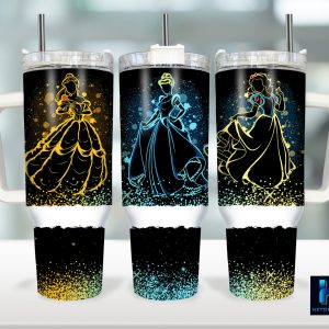 Disney Princesses Cartoon Custom Stanley Quencher 40Oz Stainless Steel Tumbler With Handle