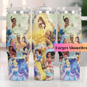 Disney Princesses Cartoon Custom Stanley Quencher 40Oz Stainless Steel Tumbler With Handle