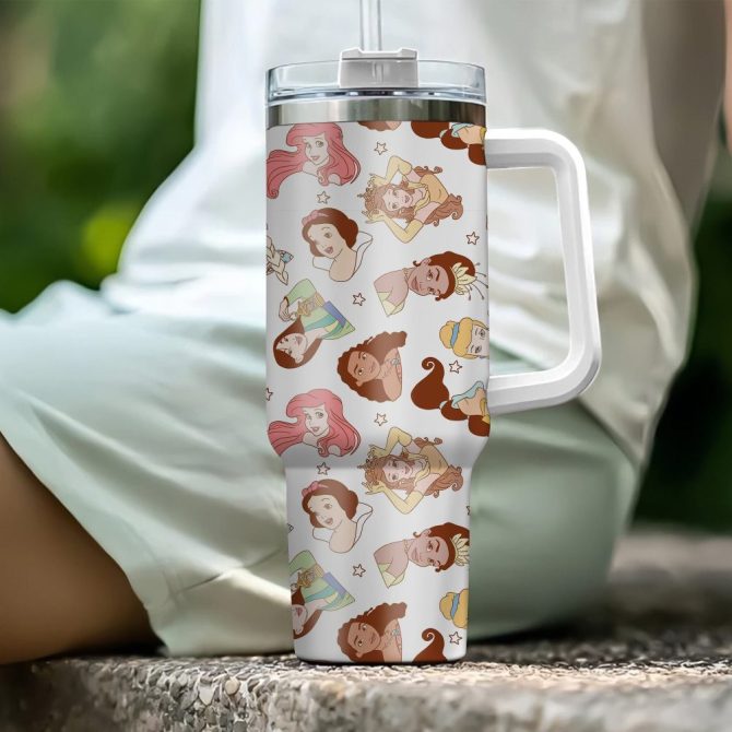 Disney Princesses Cartoon Custom Stanley Quencher 40Oz Stainless Steel Tumbler With Handle - Image 2