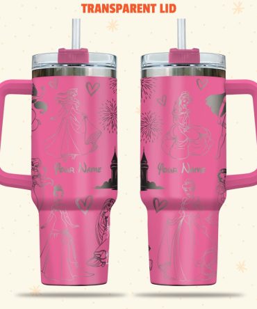 Disney Princesses Cartoon Custom Stanley Quencher 40Oz Stainless Steel Tumbler With Handle