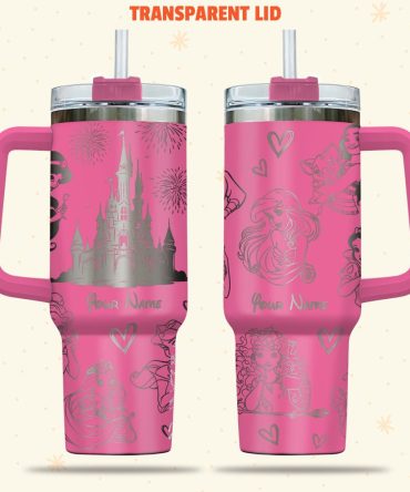 Disney Princesses Cartoon Custom Stanley Quencher 40Oz Stainless Steel Tumbler With Handle