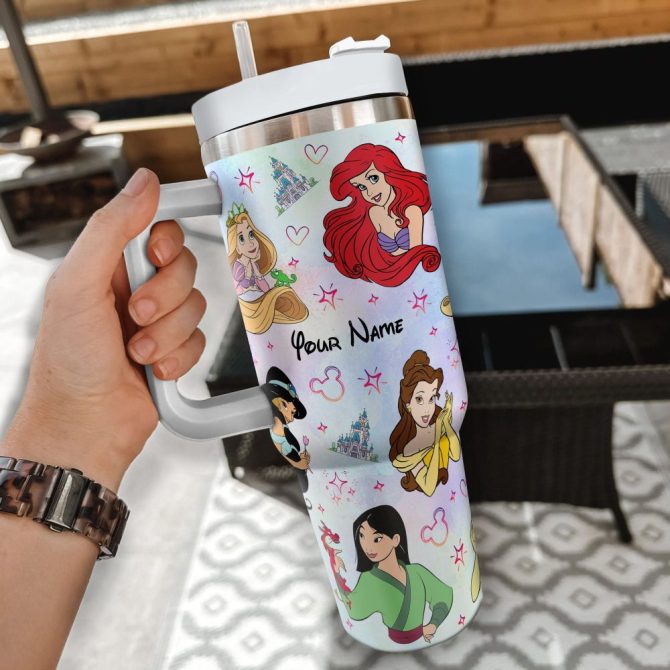 Disney Princesses Cartoon Custom Stanley Quencher 40Oz Stainless Steel Tumbler With Handle - Image 2