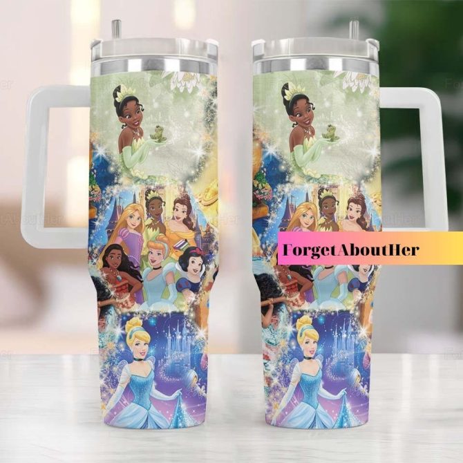 Disney Princesses Cartoon Custom Stanley Quencher 40Oz Stainless Steel Tumbler With Handle - Image 5