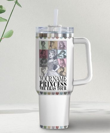 Disney Princesses The Eras Tour Cartoon Custom Stanley Quencher 40Oz Stainless Steel Tumbler With Handle
