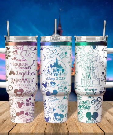 Disney Vacation Family Trip Cartoon Custom Stanley Quencher 40Oz Stainless Steel Tumbler With Handle