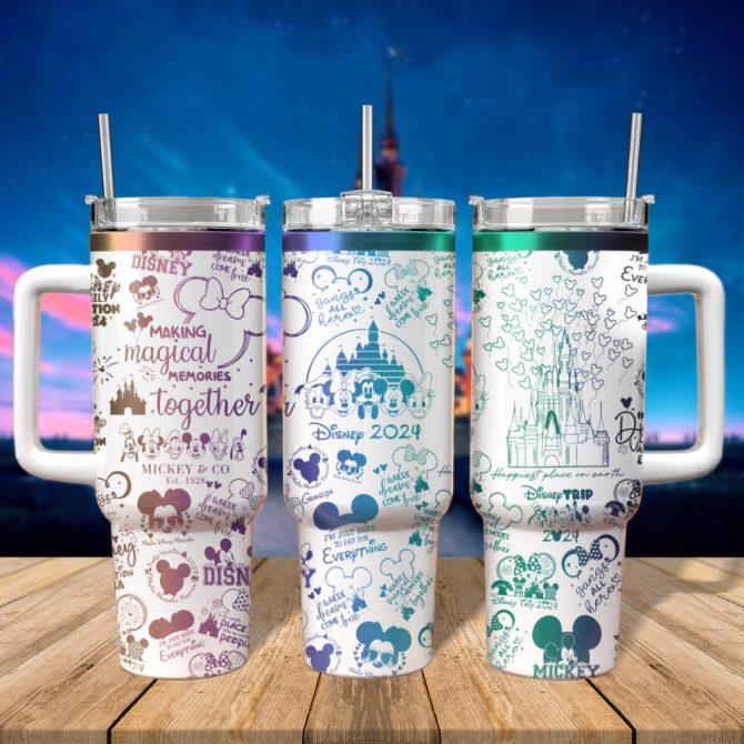 Disney Vacation Family Trip Cartoon Custom Stanley Quencher 40Oz Stainless Steel Tumbler With Handle