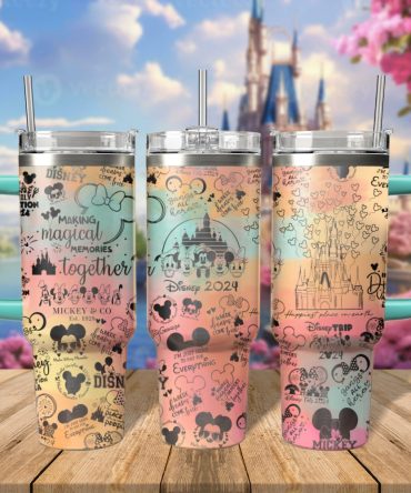 Disney Vacation Family Trip Cartoon Custom Stanley Quencher 40Oz Stainless Steel Tumbler With Handle