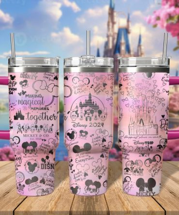 Disney Vacation Family Trip Cartoon Custom Stanley Quencher 40Oz Stainless Steel Tumbler With Handle