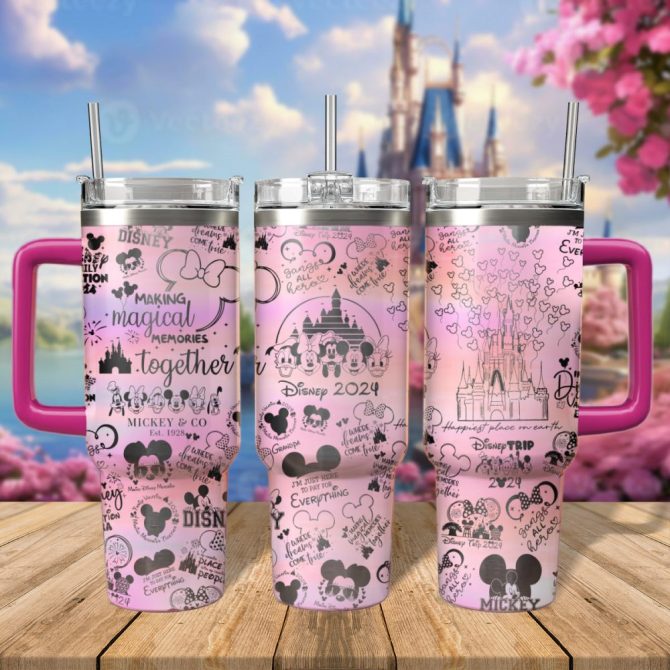 Disney Vacation Family Trip Cartoon Custom Stanley Quencher 40Oz Stainless Steel Tumbler With Handle