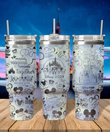 Disney Vacation Family Trip Cartoon Custom Stanley Quencher 40Oz Stainless Steel Tumbler With Handle
