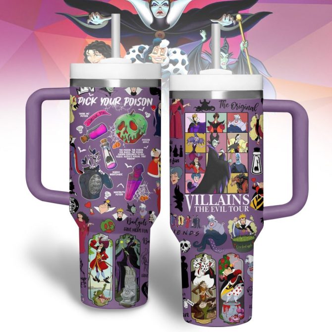 Disney Villains Cartoon Custom Stanley Quencher 40Oz Stainless Steel Tumbler
