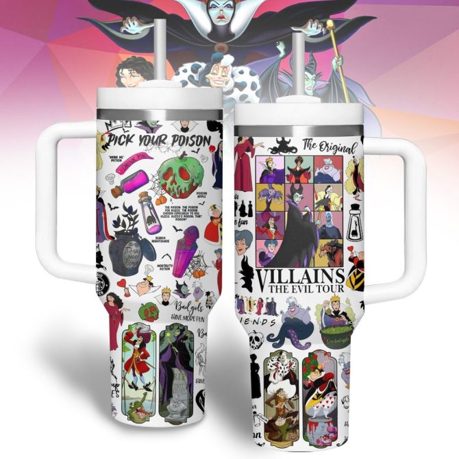 Disney Villains Cartoon Custom Stanley Quencher 40Oz Stainless Steel Tumbler