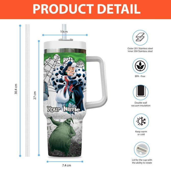 Disney Villains Cartoon Custom Stanley Quencher 40Oz Stainless Steel Tumbler With Handle - Image 4