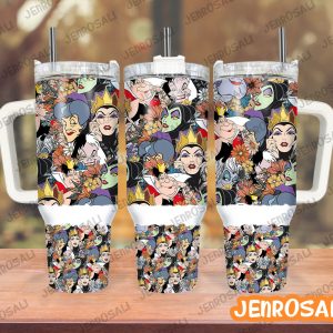 Disney Villains Cartoon Custom Stanley Quencher 40Oz Stainless Steel Tumbler With Handle