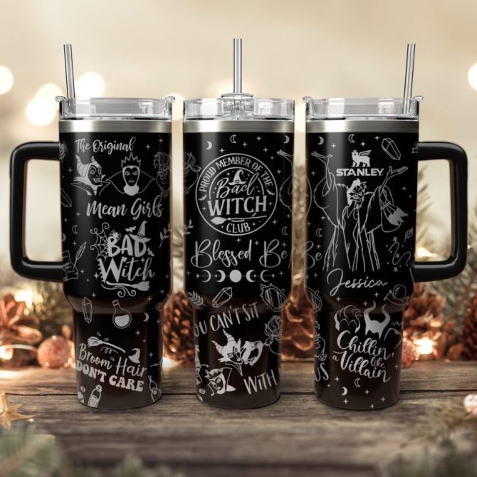 Disney Villains Cartoon Custom Stanley Quencher 40Oz Stainless Steel Tumbler With Handle