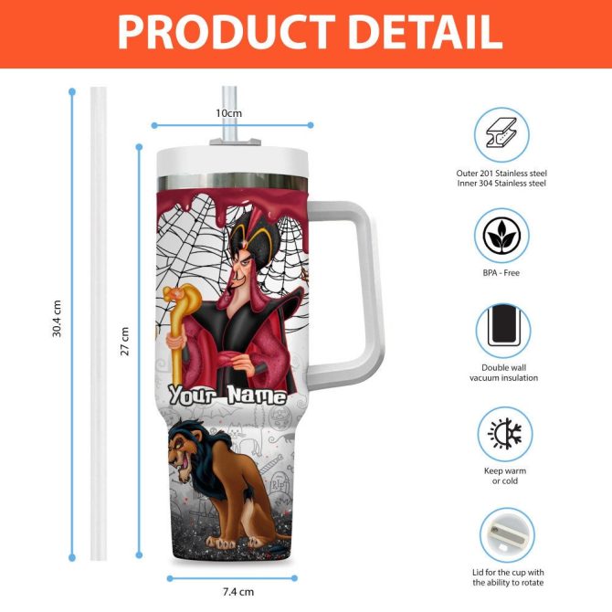 Disney Villains Cartoon Custom Stanley Quencher 40Oz Stainless Steel Tumbler With Handle - Image 4