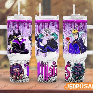 Disney Villains Cartoon Custom Stanley Quencher 40Oz Stainless Steel Tumbler With Handle