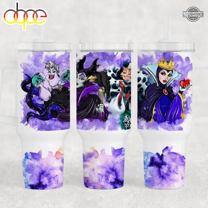 Disney Villains Cartoon Custom Stanley Quencher 40Oz Stainless Steel Tumbler With Handle