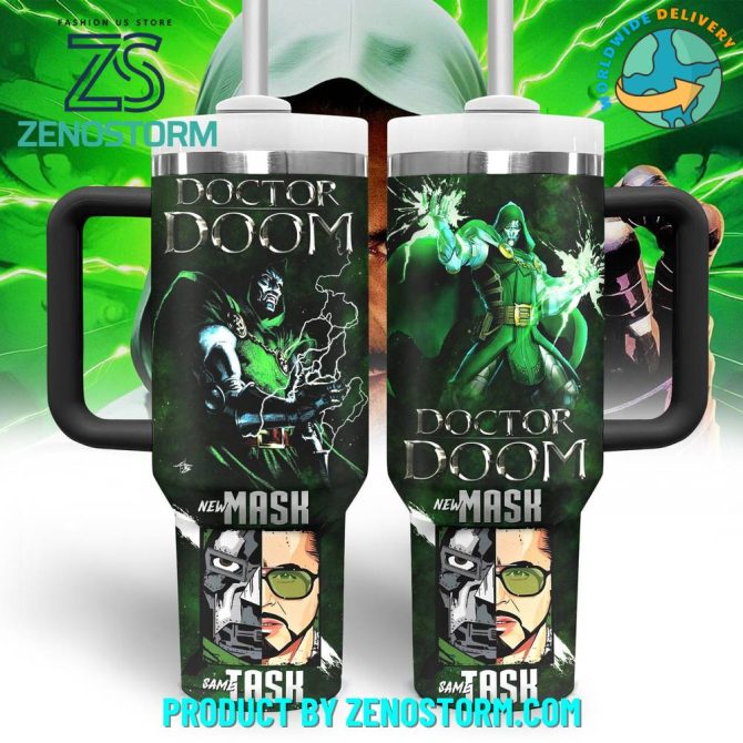 Doctor Doom New Mask Same Task Stanley Movies Custom Stanley Quencher 40Oz Stainless Steel Tumbler With Handle