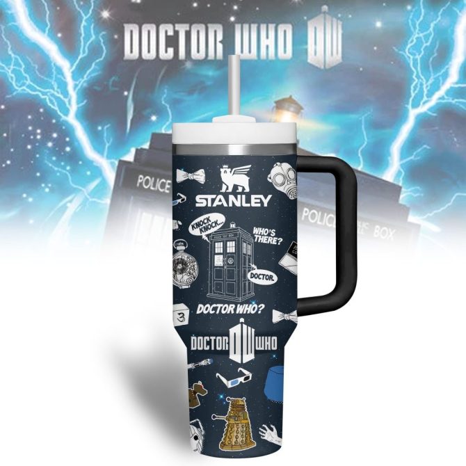 Doctor Who Tv Series Custom Stanley Quencher 40Oz Stainless Steel Tumbler With Handle - Image 2