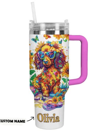 Dog Custom Stanley Quencher 40Oz Stainless Steel Tumbler With Handle