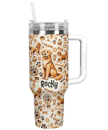 Dog Custom Stanley Quencher 40Oz Stainless Steel Tumbler With Handle