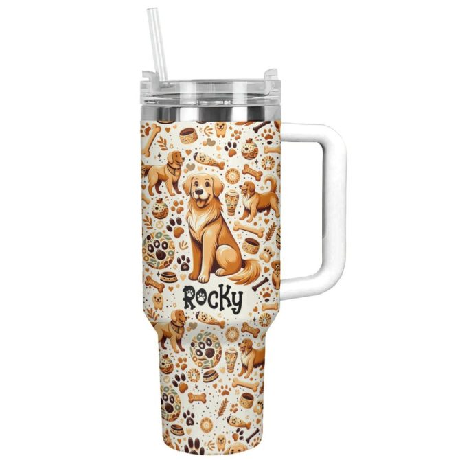 Dog Custom Stanley Quencher 40Oz Stainless Steel Tumbler With Handle