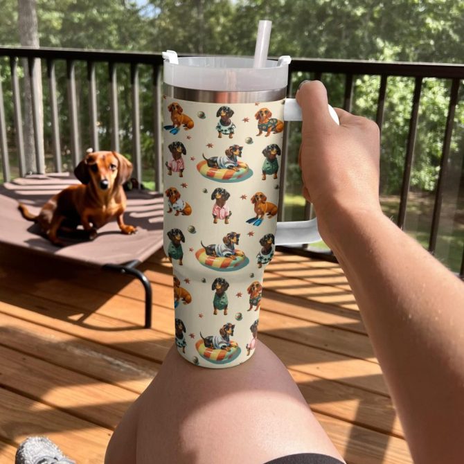 Dog Custom Stanley Quencher 40Oz Stainless Steel Tumbler With Handle