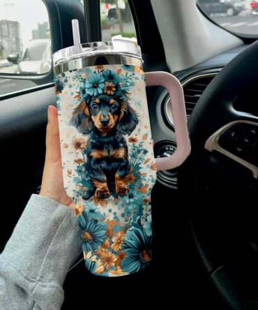 Dog Custom Stanley Quencher 40Oz Stainless Steel Tumbler With Handle