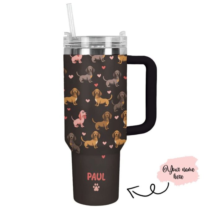 Dog Custom Stanley Quencher 40Oz Stainless Steel Tumbler With Handle
